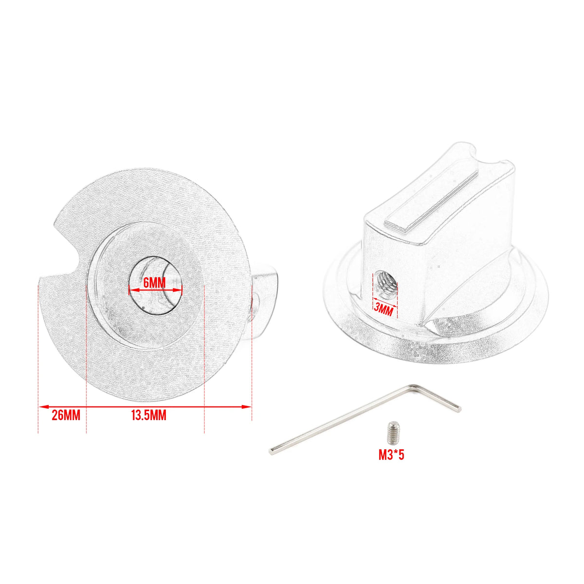 26mm Aluminum Rotary Encoder Knob 6.1mm Hole Sim Racing Steering Wheel Switch