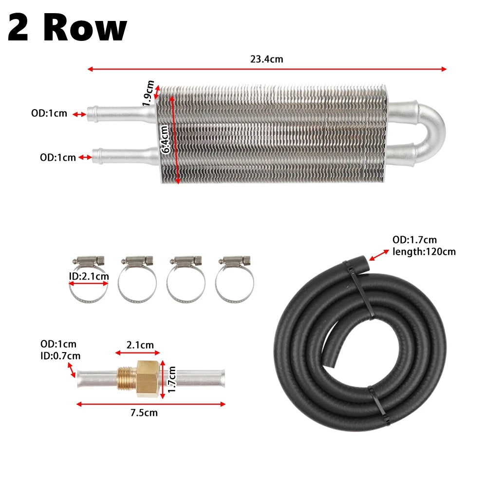 Universal Aluminum 2 Row Transmission Oil Cooler Kit Engine Oil Radiator Auto Manual