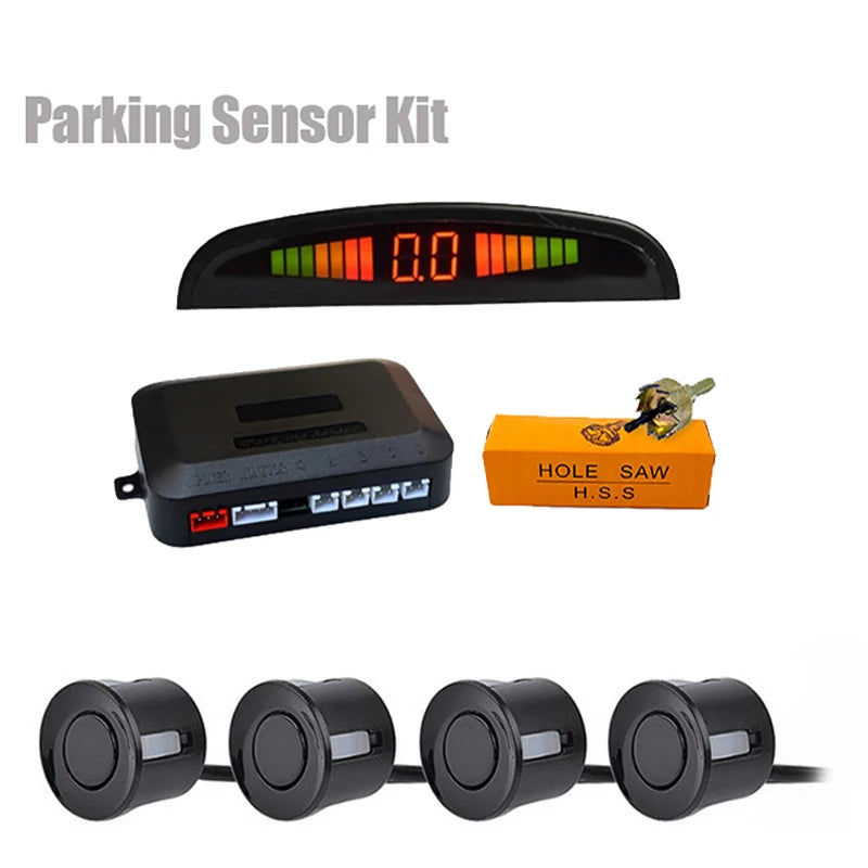 Car LED Parking Sensor Kit 4 Radar Sensors Digital Display Reverse Alarm System