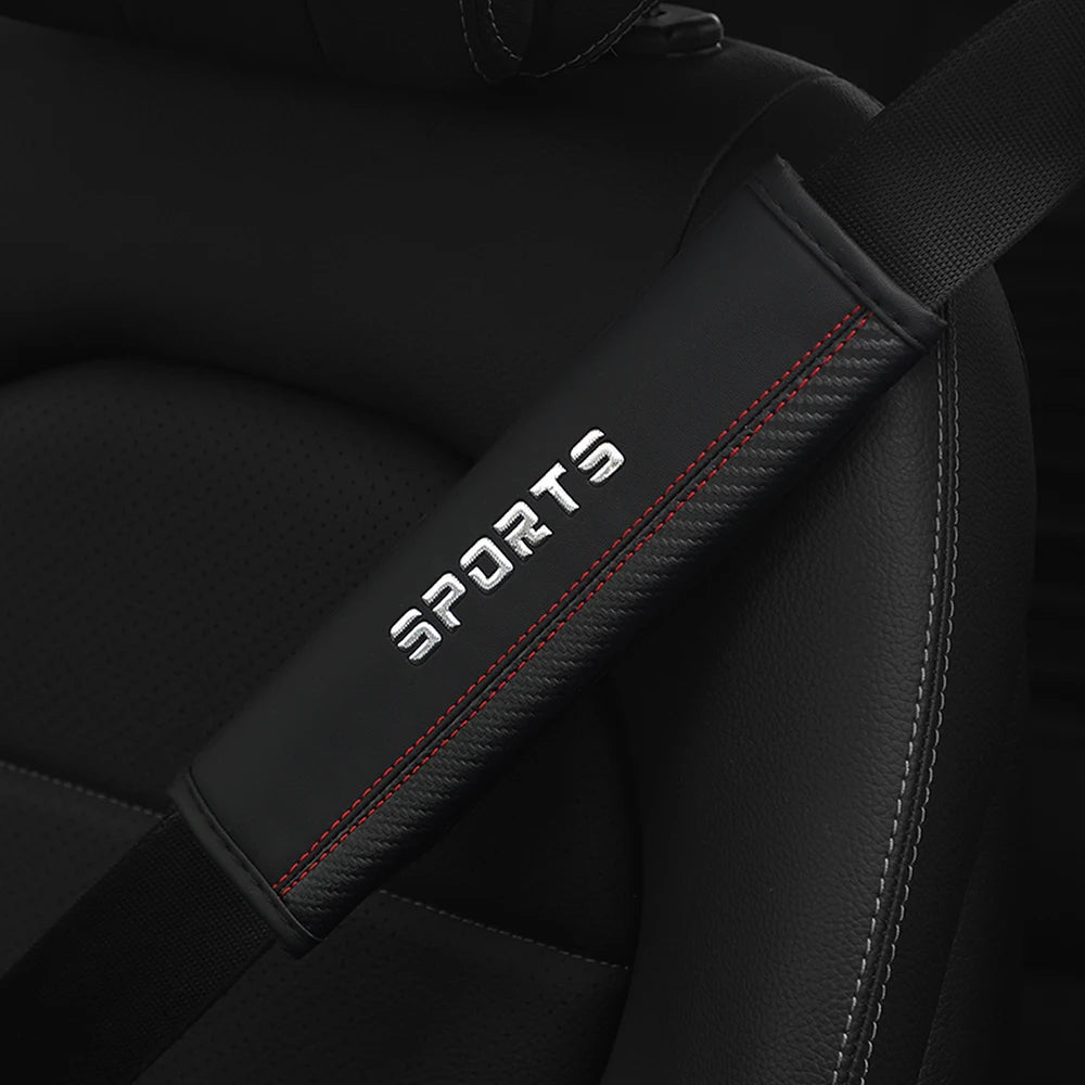 SPORT Carbon Fiber PU Leather Seat Belt Shoulder Pad Universal Safety Belt Cover