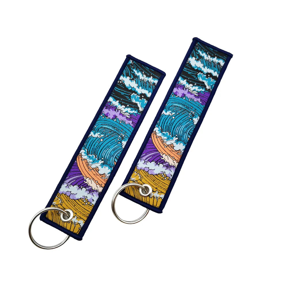 JDM Culture Embroidered Keychain Tag Pendant Car Motorcycle Key Ring Holder