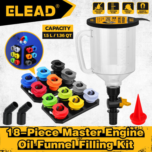 18Pcs Engine Oil Funnel Filling Kit 1.5L Coolant Funnel Set Automotive Tool
