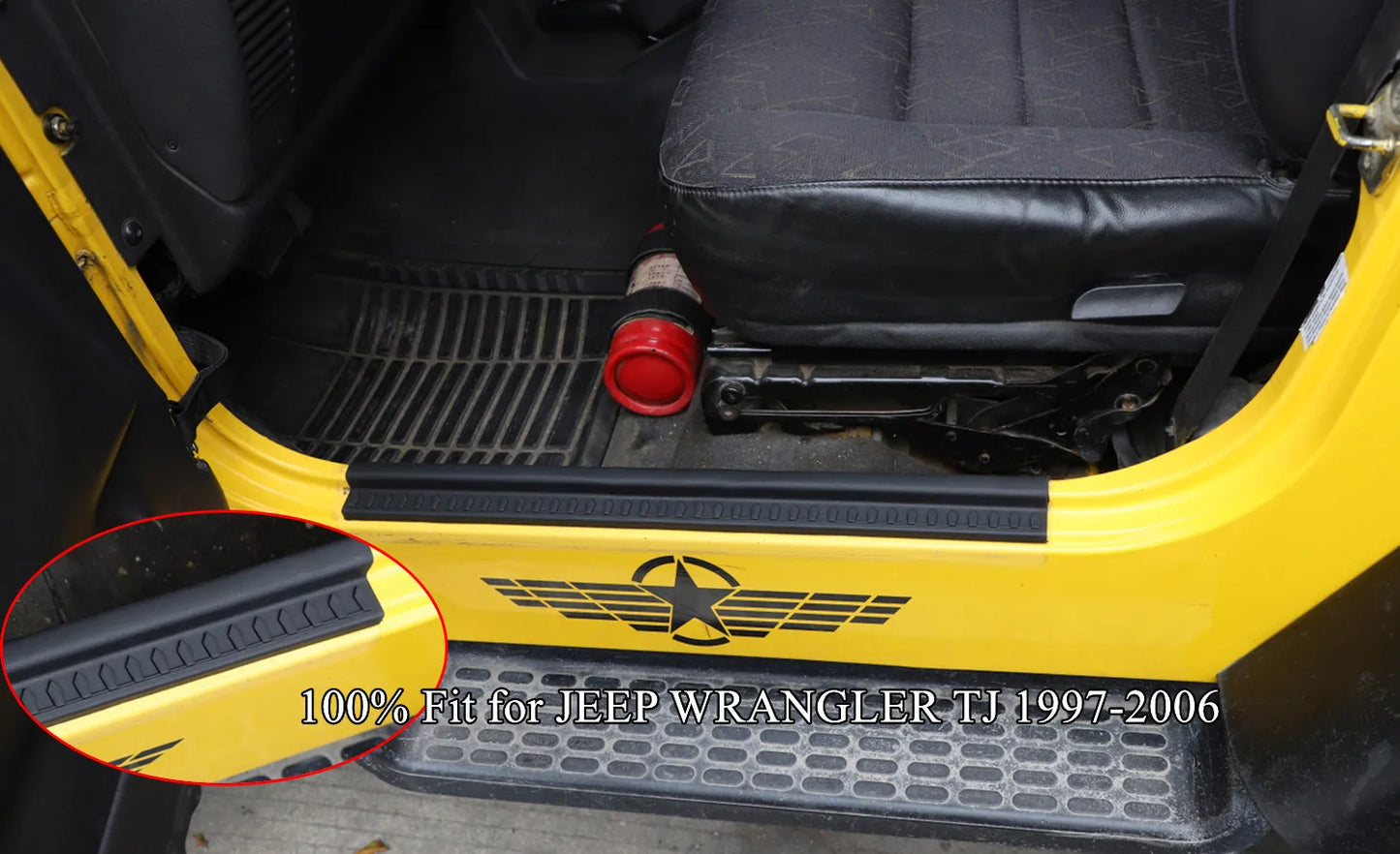 Rubber Door Sill Scuff Plate Protector Set for Jeep Wrangler TJ 1997–2006