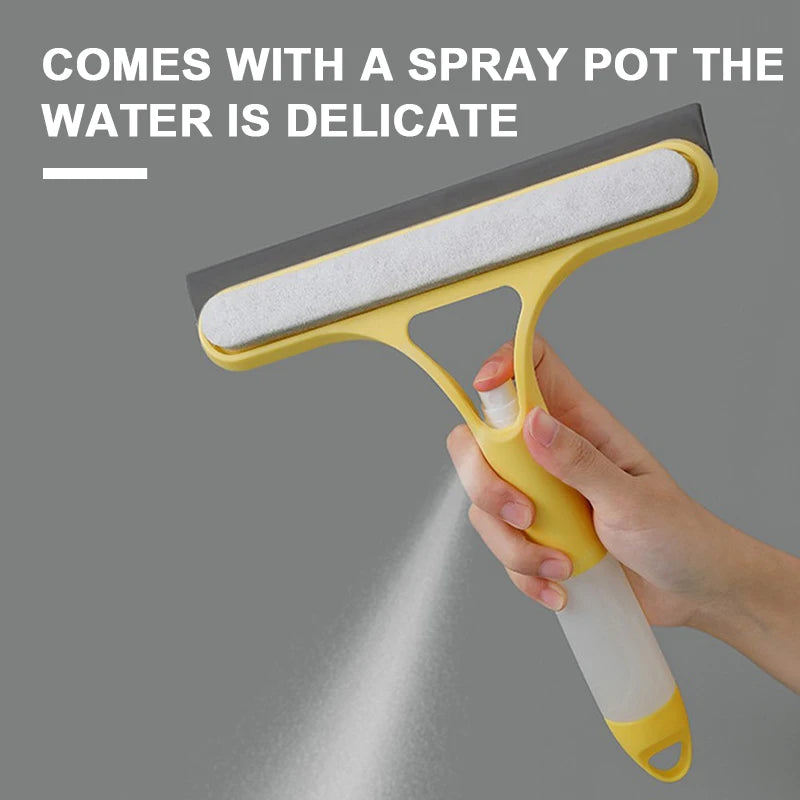 SEAMETAL 3-in-1 Car Window Cleaning Scraper Silicone Squeegee Glass Wiper
