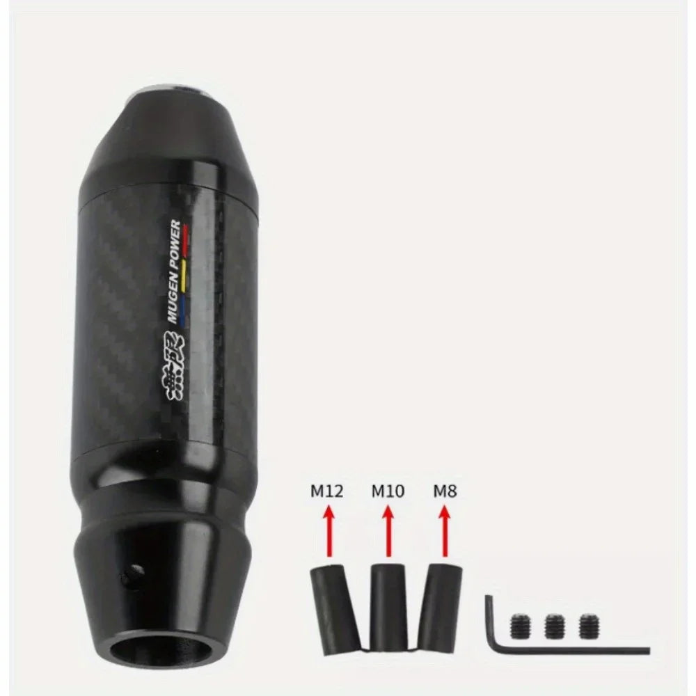 Universal MUGEN Style Carbon Fiber Aluminum Automatic Gear Shift Knob Black