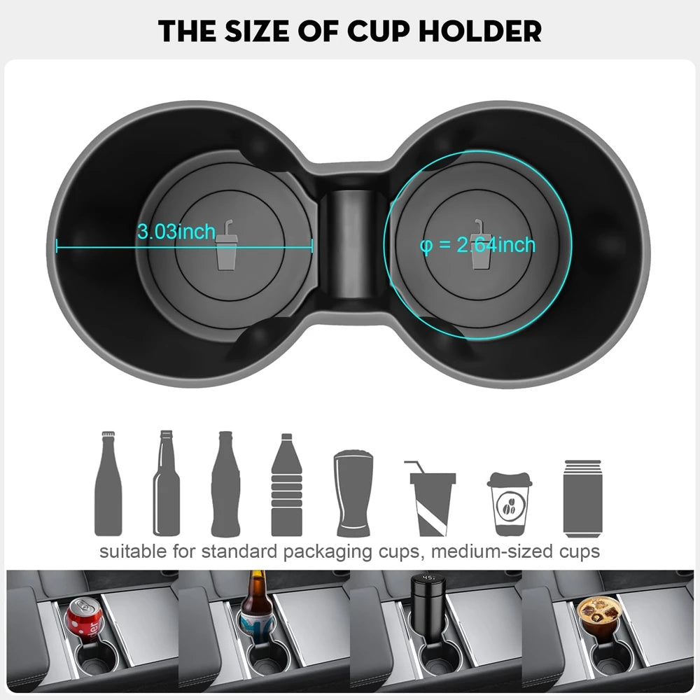 Center Console Cup Holder Insert for Tesla Model Y Juniper & Model 3 Highland 2025