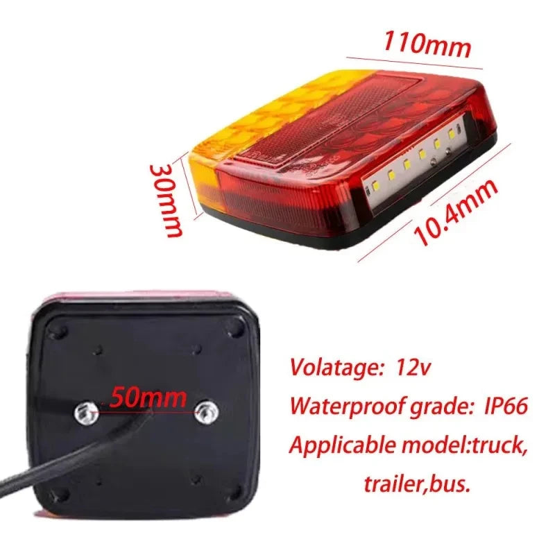 20 LED 12V Waterproof Rear Tail Light for Trailer Truck Caravan & Utility Vehicles