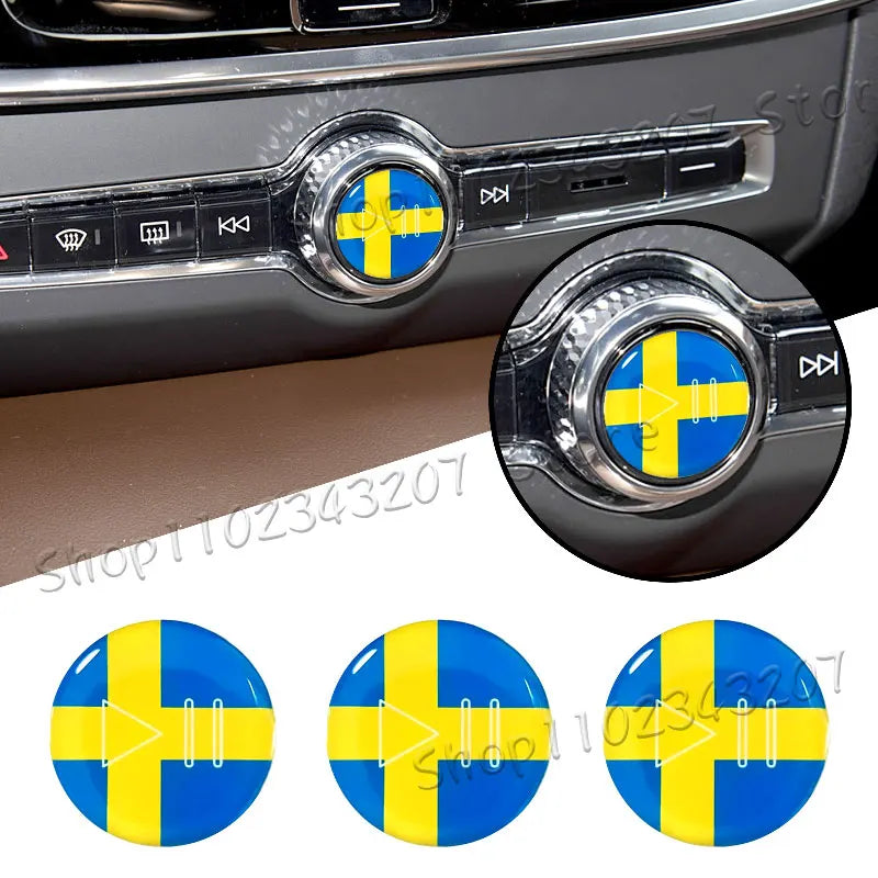 Swedish Flag Interior Emblem Sticker Control Panel for Volvo XC40 XC60 XC90 V40