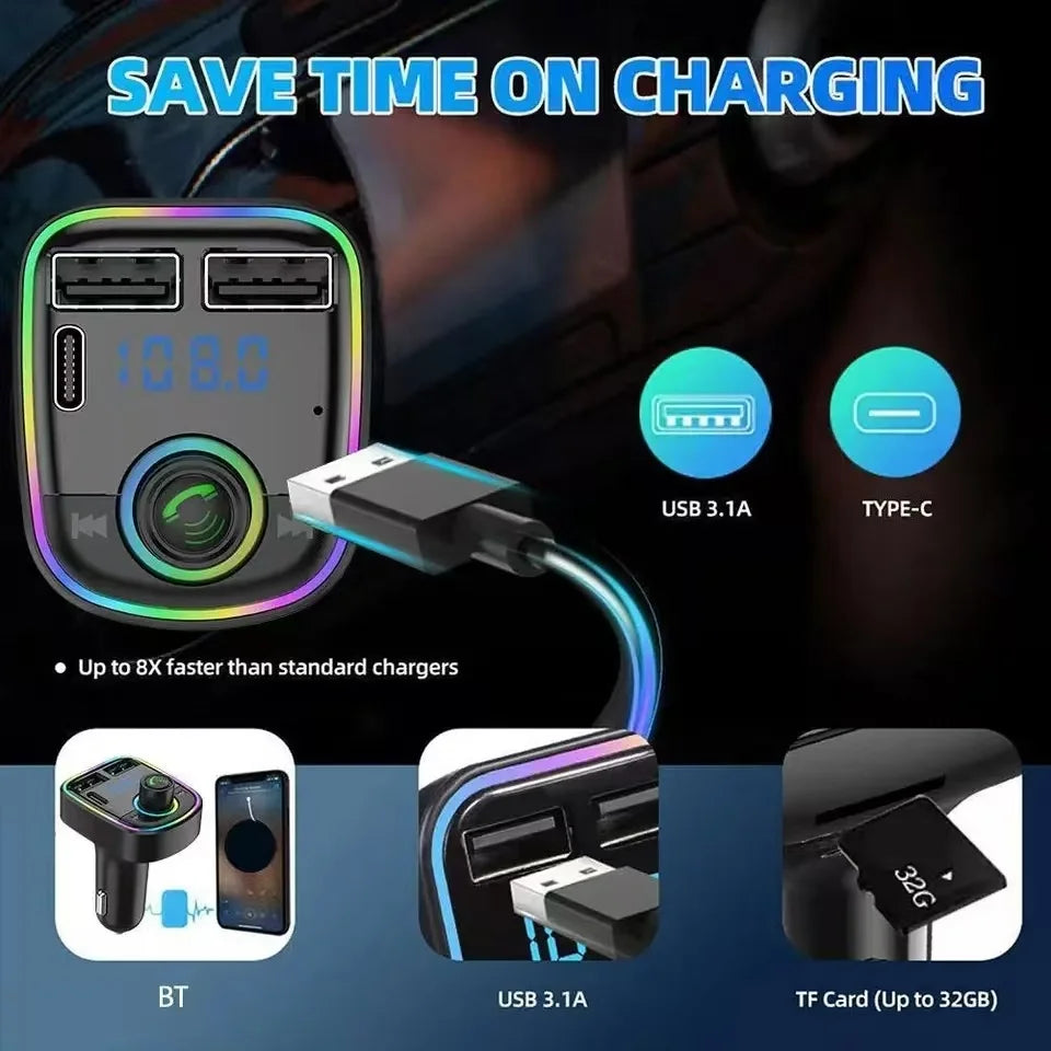 Bluetooth FM Transmitter Car Radio Adapter Hands Free MP3 Player USB Charger