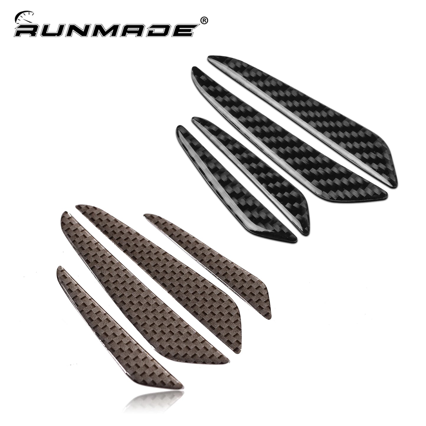 4Pcs Car Door Edge Protector Guards Black Silver Carbon Fiber Style Trim