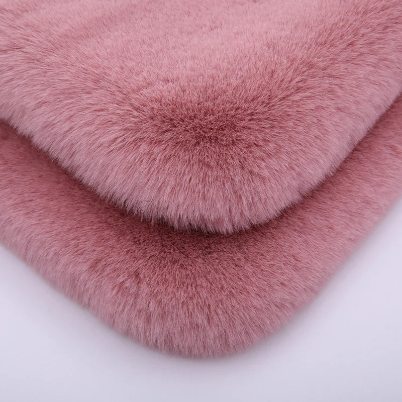 Universal Winter Plush Car Seat Cushion Soft Faux Rabbit Fur Seat Cover