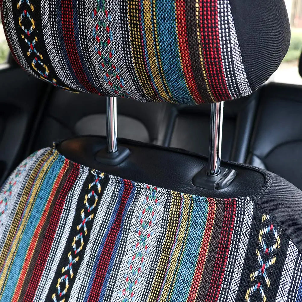 Universal Baja Saddle Blanket Car Seat Covers Multi-Color Woven Seat Protector Set