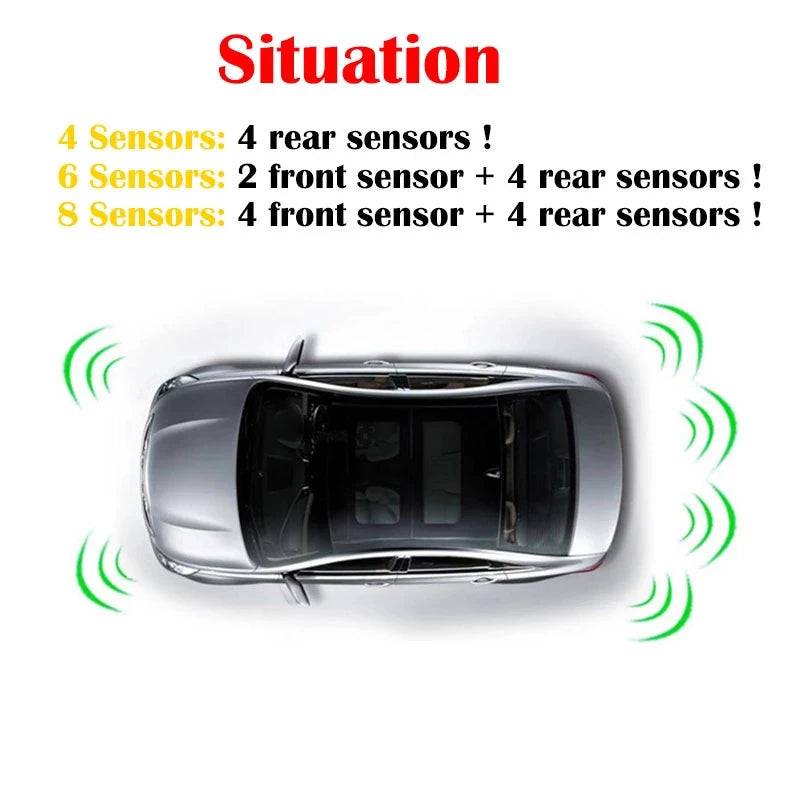 Car Parking Sensor Kit 4/6/8 Radar Sensors LED Display Backup Alarm Parktronic