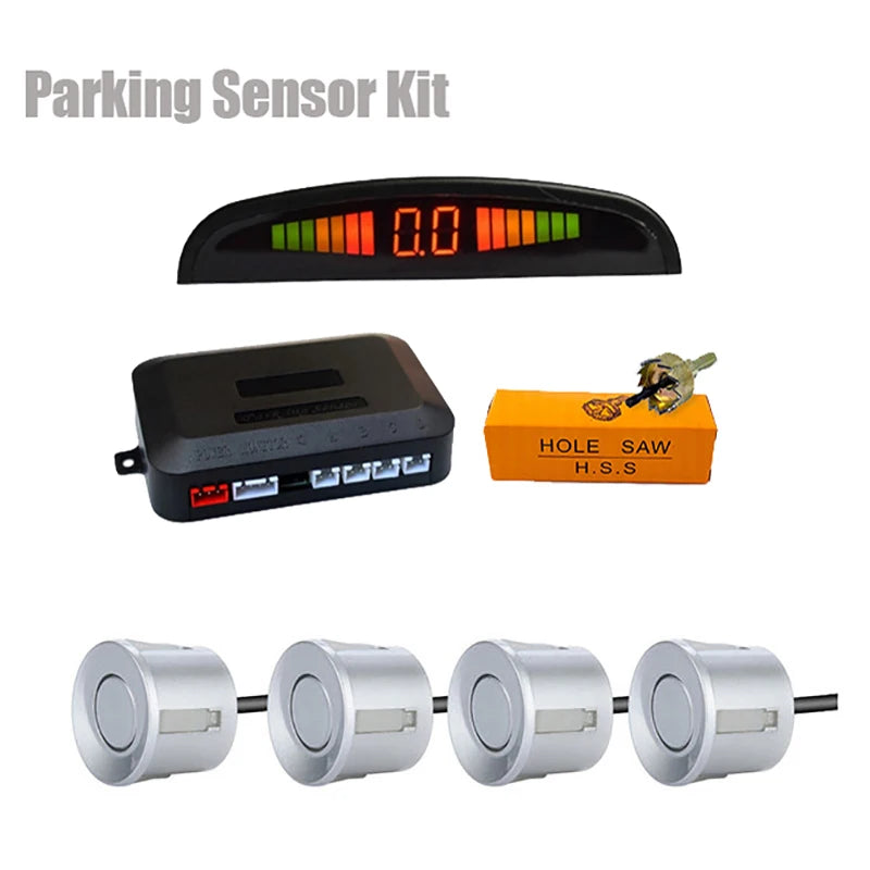 Car LED Parking Sensor Kit 4 Radar Sensors Digital Display Reverse Alarm System