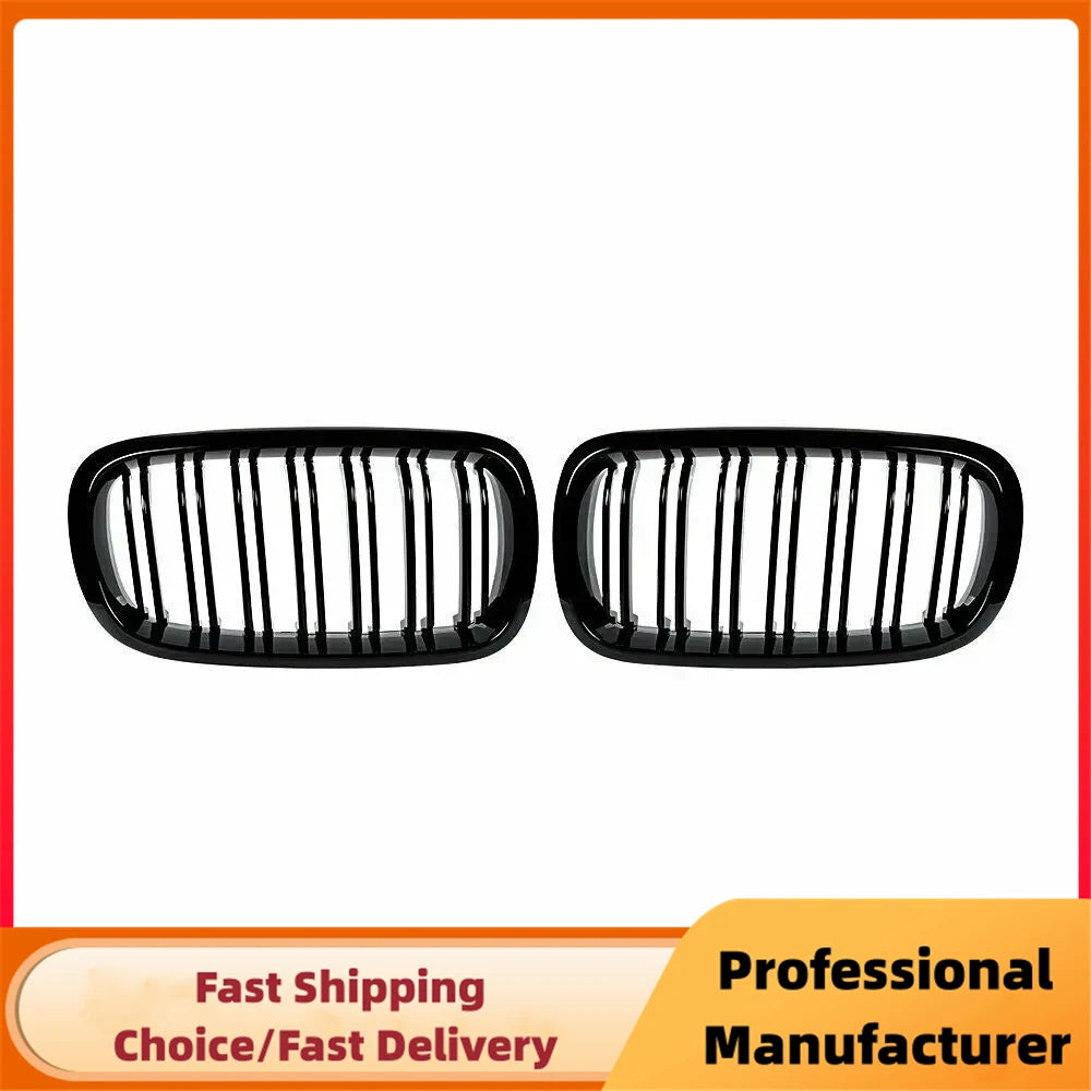 Gloss Black Double Slat Kidney Racing Grille for BMW X5 F15 X6 F16 F85 2014–2018