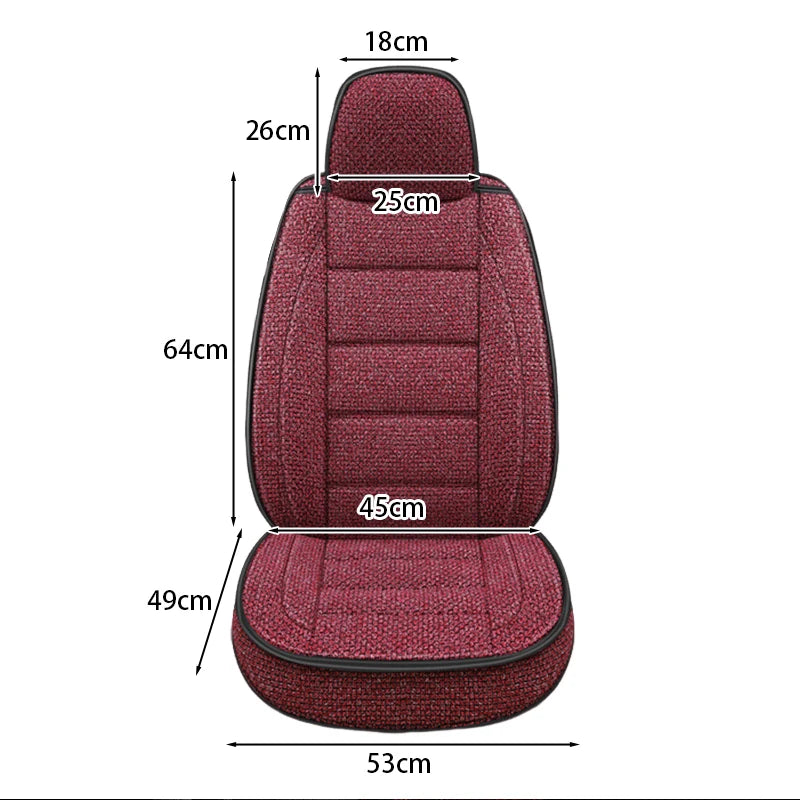 Universal Front Car Seat Cover Linen Fabric Cushion Four Season Single Seat Protector