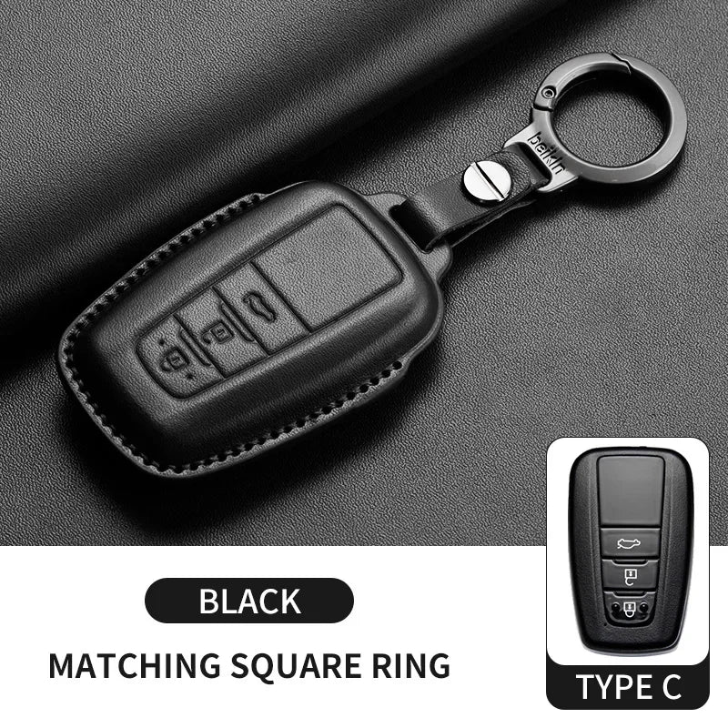 Leather Smart Key Case Cover for Toyota Prius, Camry, Corolla, Avalon, C-HR, RAV4