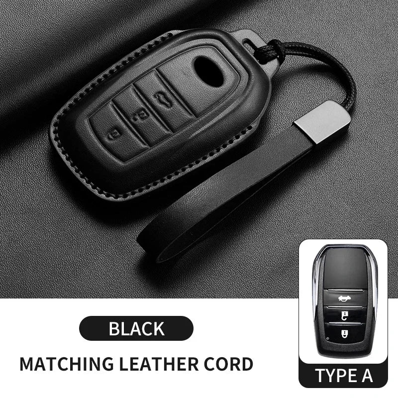 Leather Smart Key Case Cover for Toyota Prius, Camry, Corolla, Avalon, C-HR, RAV4