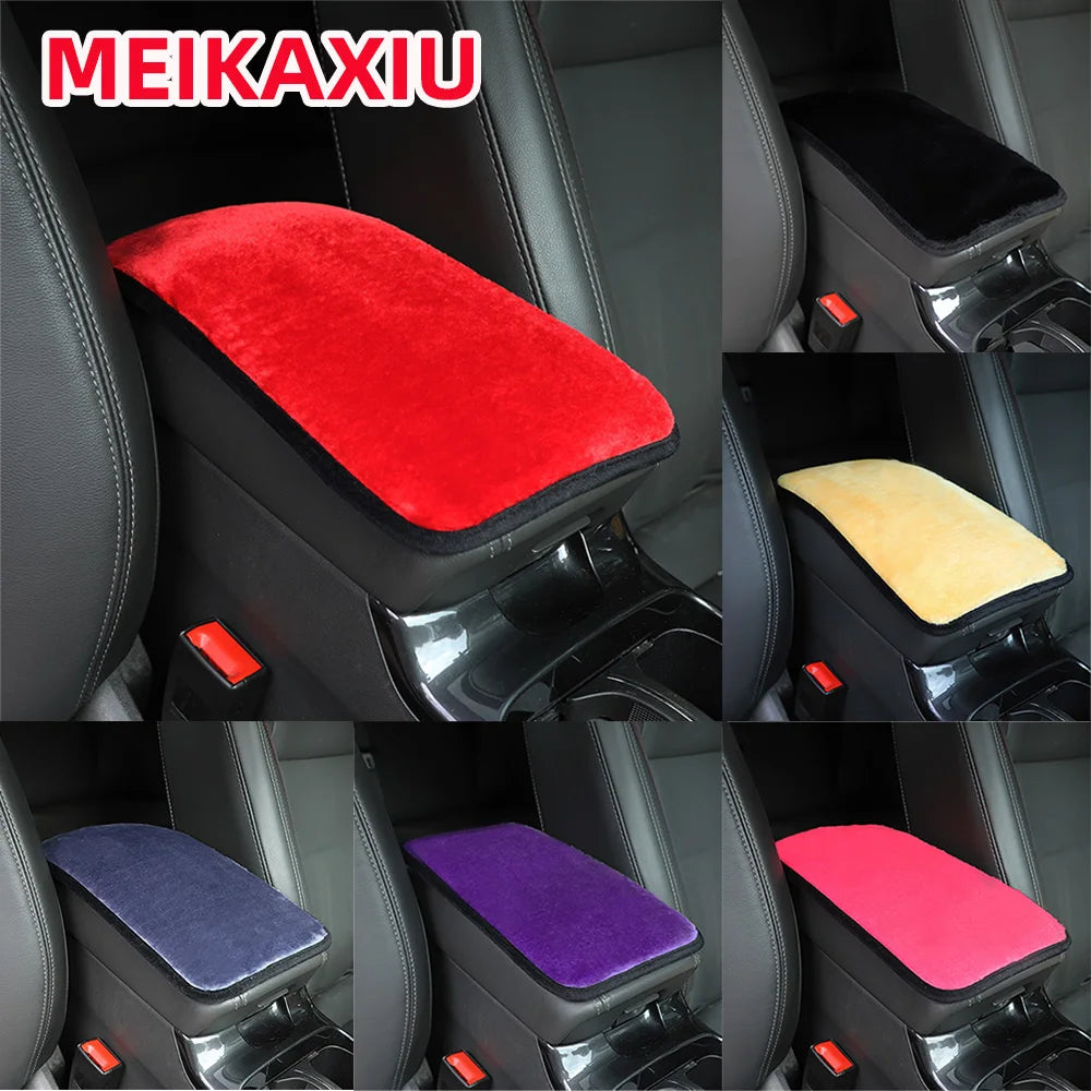 Winter Plush Car Armrest Cushion Soft Center Console Armrest Cover