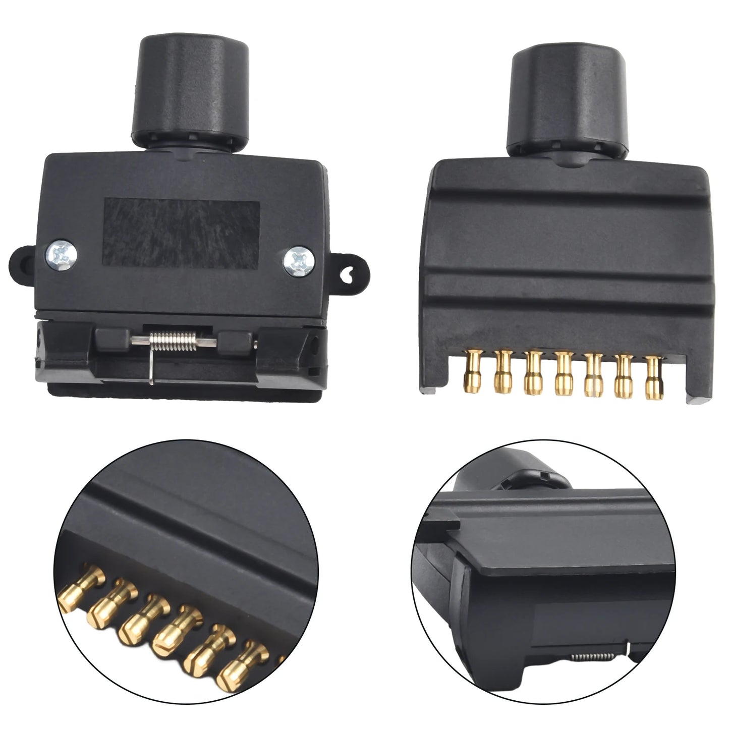 12V 7 Pin Flat Trailer Plug & Socket Adapter Male & Female Connector for RV