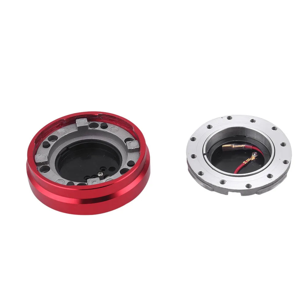 Red 1 Inch Thin 6-Hole Steering Wheel Quick Release Hub Adapter Kit JDM