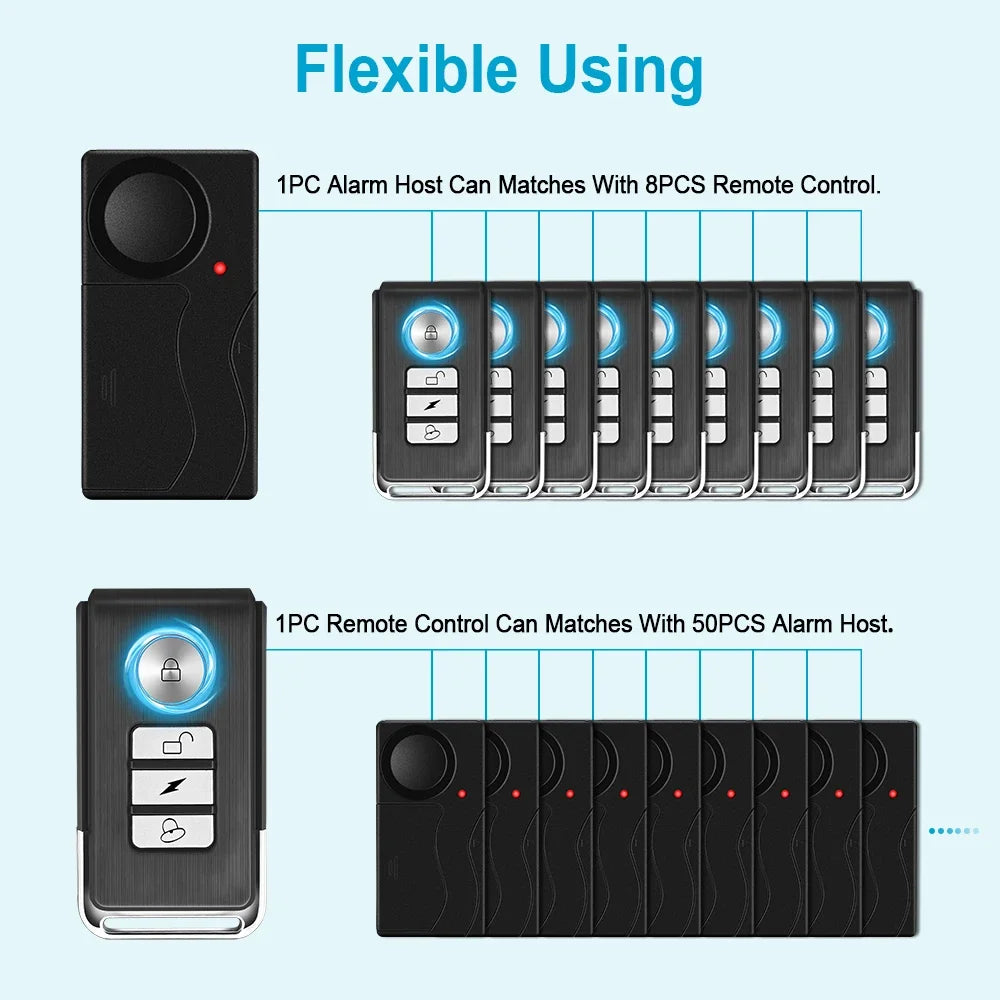 110dB Wireless Door Window Vibration Alarm Anti Theft Security Alarm Remote
