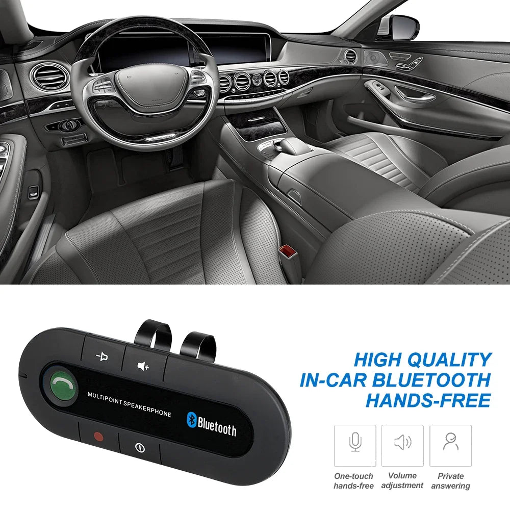 Bluetooth Car Kit Speakerphone Sun Visor Handsfree Wireless Audio Receiver