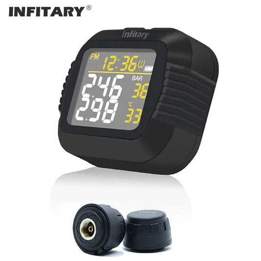 Motorcycle TPMS Tire Pressure Monitor Wireless LCD Color Display Digital System