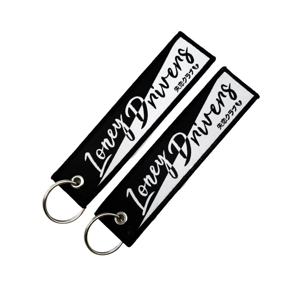 JDM Culture Embroidered Keychain Tag Pendant Car Motorcycle Key Ring Holder
