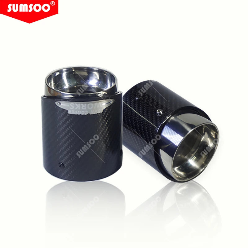 1Pcs Black Chrome Carbon Fiber Exhaust Tip for Mini Cooper R55 R56 R57 R58