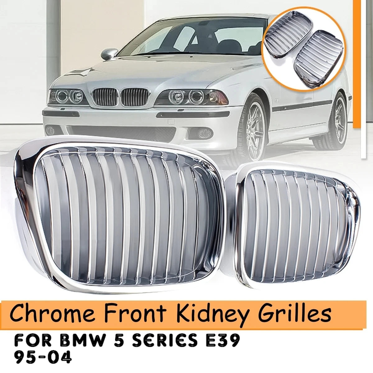 Chrome Front Kidney Grille for BMW 5 Series E39 525i 528i Sedan 1995–2003