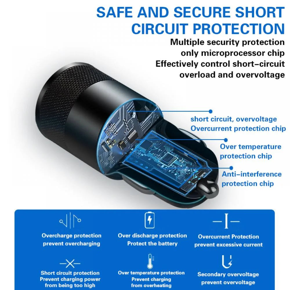 66W USB Car Charger PD Type C Fast Charging Adapter 12V/24V Cigarette Lighter