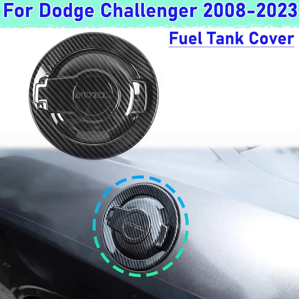 Carbon Fiber Style Fuel Filler Door Cover for Dodge Challenger 2008–2023