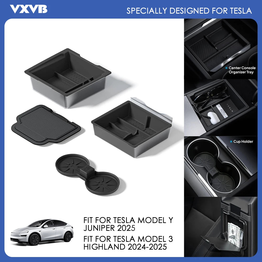 Center Console Organizer Tray for Tesla Model Y Juniper & Model 3 Highland 2024–25
