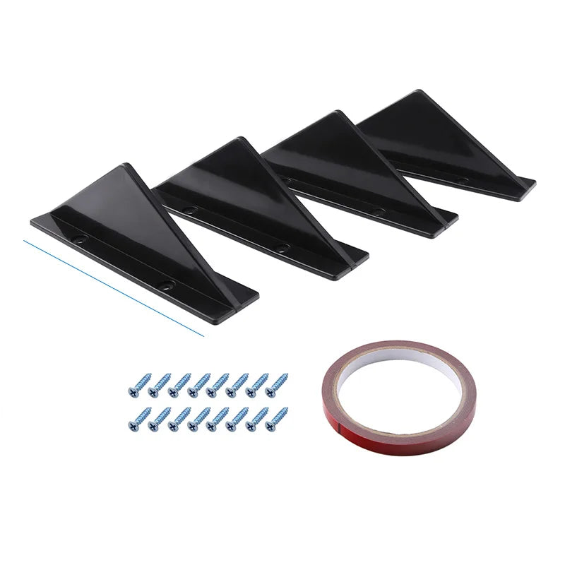 4PCS Universal Rear Bumper Lip Diffuser Shark Fins Flat & Arc Style Diffuser