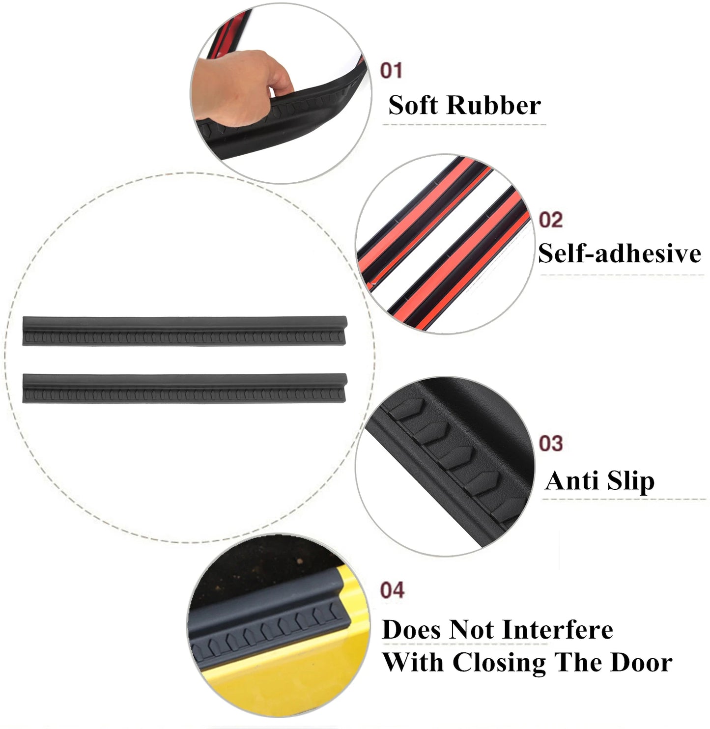 Rubber Door Sill Scuff Plate Protector Set for Jeep Wrangler TJ 1997–2006