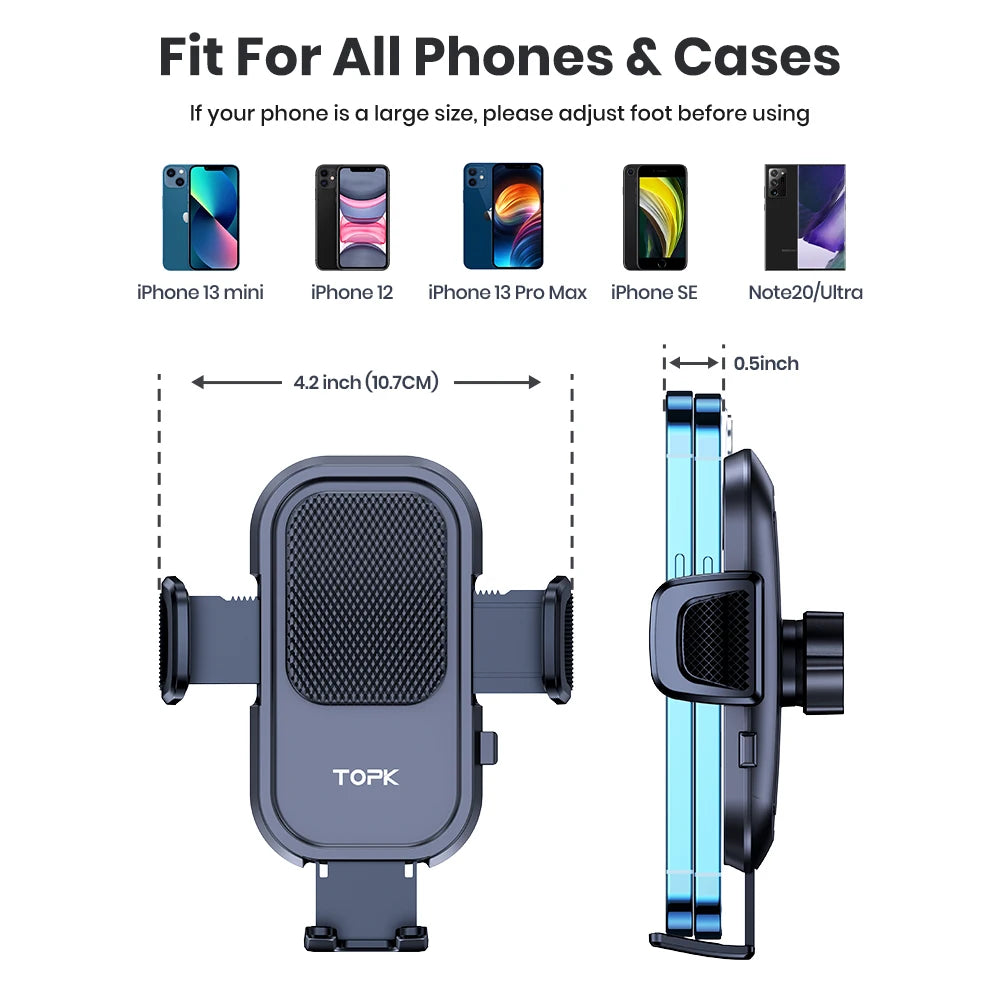 TOPK Universal Car Phone Holder 360° Air Vent Dashboard Suction Cup Mount