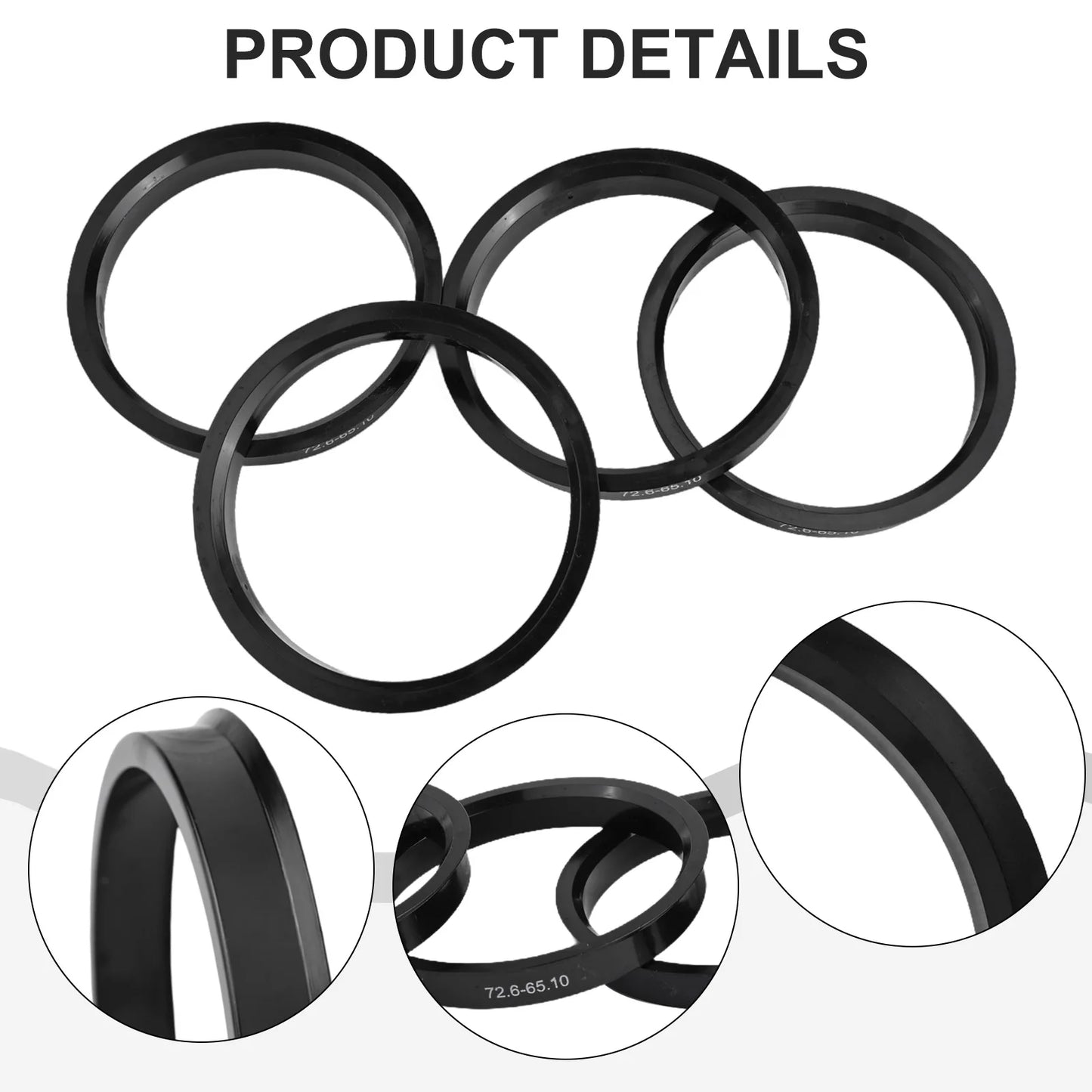 4Pcs Hub Centric Rings 72.6 to 65.1mm Wheel Bore Center Spacers BMW