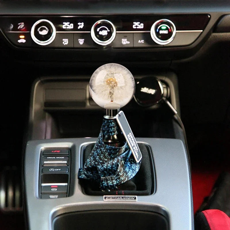 54mm Dandelion Crystal Ball Gear Shift Knob Clear Acrylic Universal