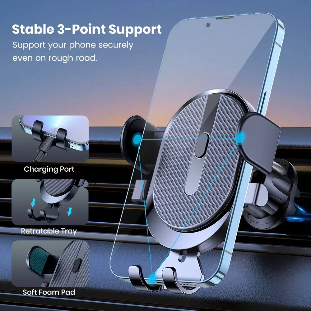 TOPK Car Phone Holder Auto Locking Air Vent Hook Clip Mount iPhone Samsung