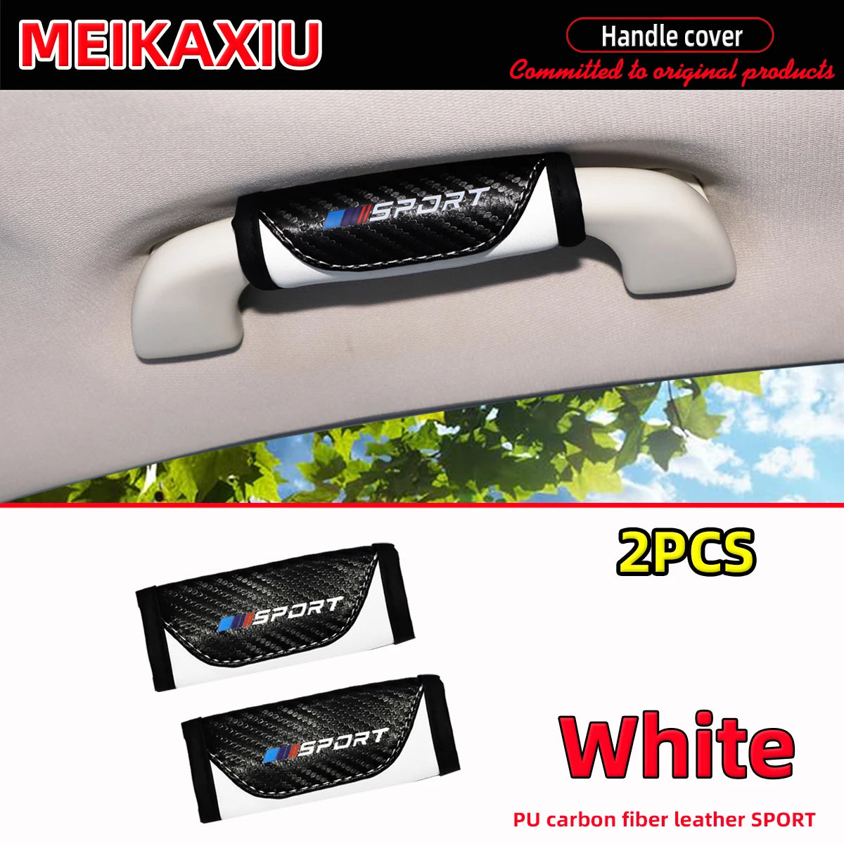 PU Leather Carbon Fiber SPORT Interior Door Handle Protector Cover