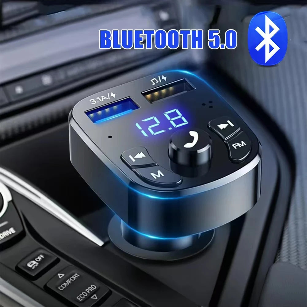 Bluetooth 5.0 FM Transmitter Car Kit MP3 Player Handsfree 2 USB Fast Charger