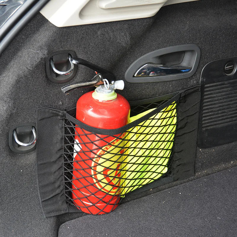 Universal Car Seat Back Organizer Mesh Net Pocket Elastic Trunk Storage Bag