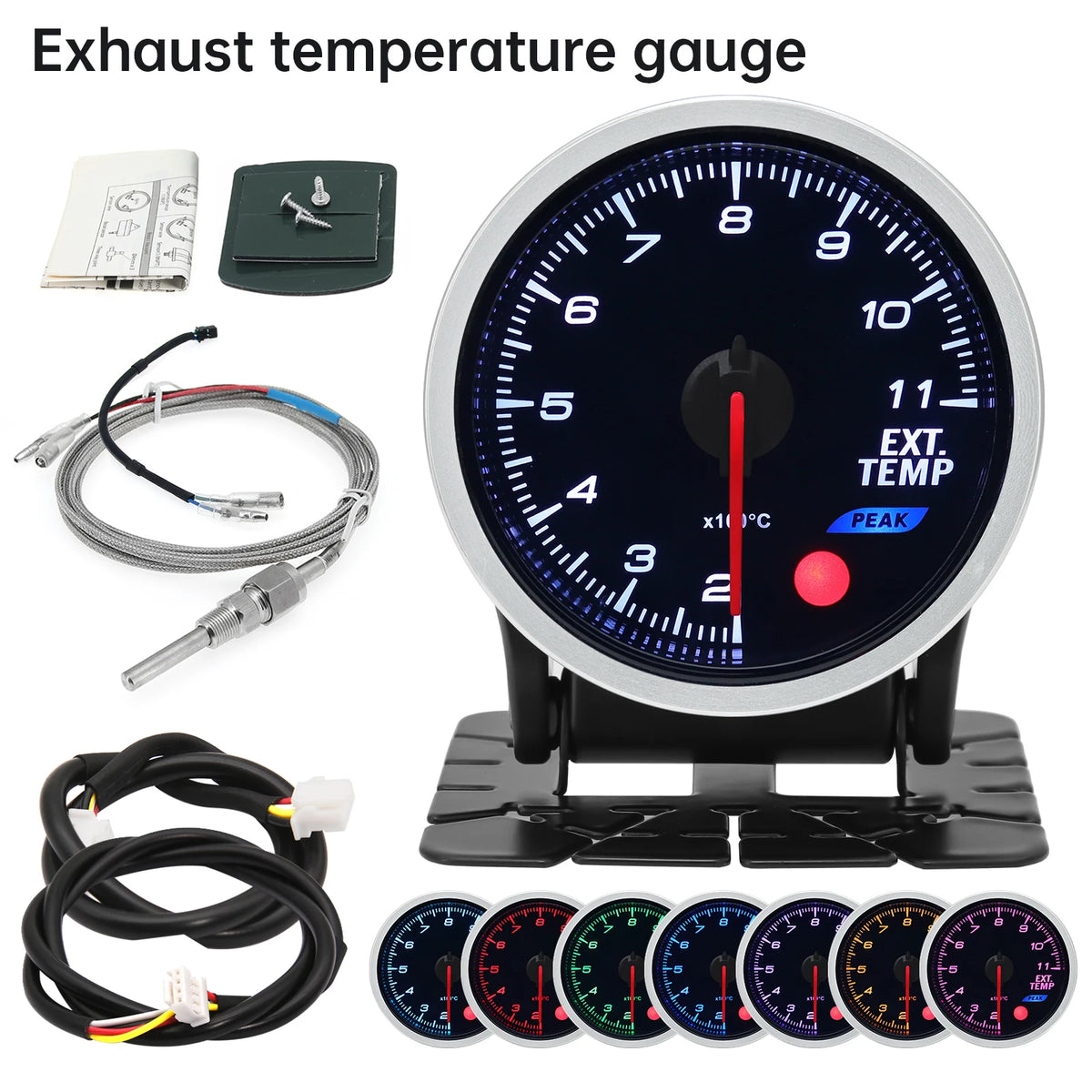 52mm 12V 8 Color Car Gauge Water Oil Temp Pressure EGT Boost Tachometer Meter