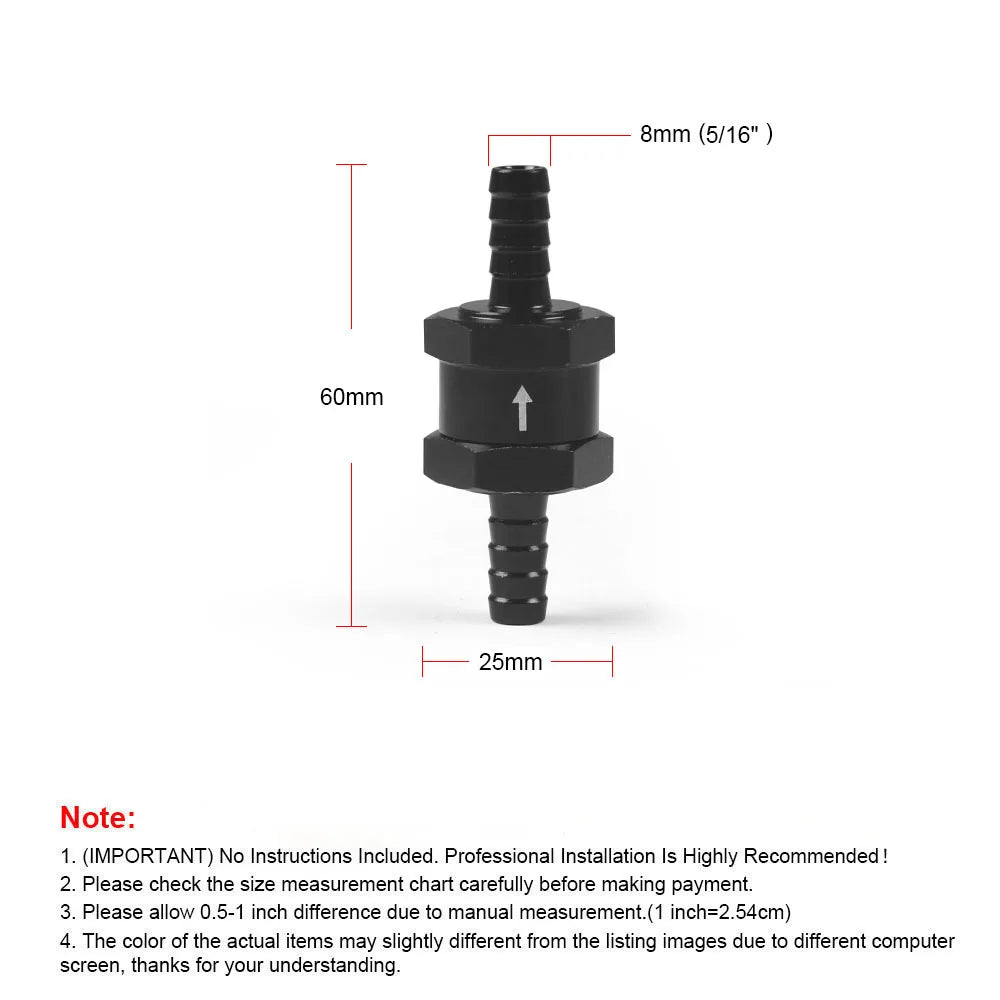 Universal Inline Fuel Check Valve One Way Non Return Diesel Petrol 4mm-14mm OD