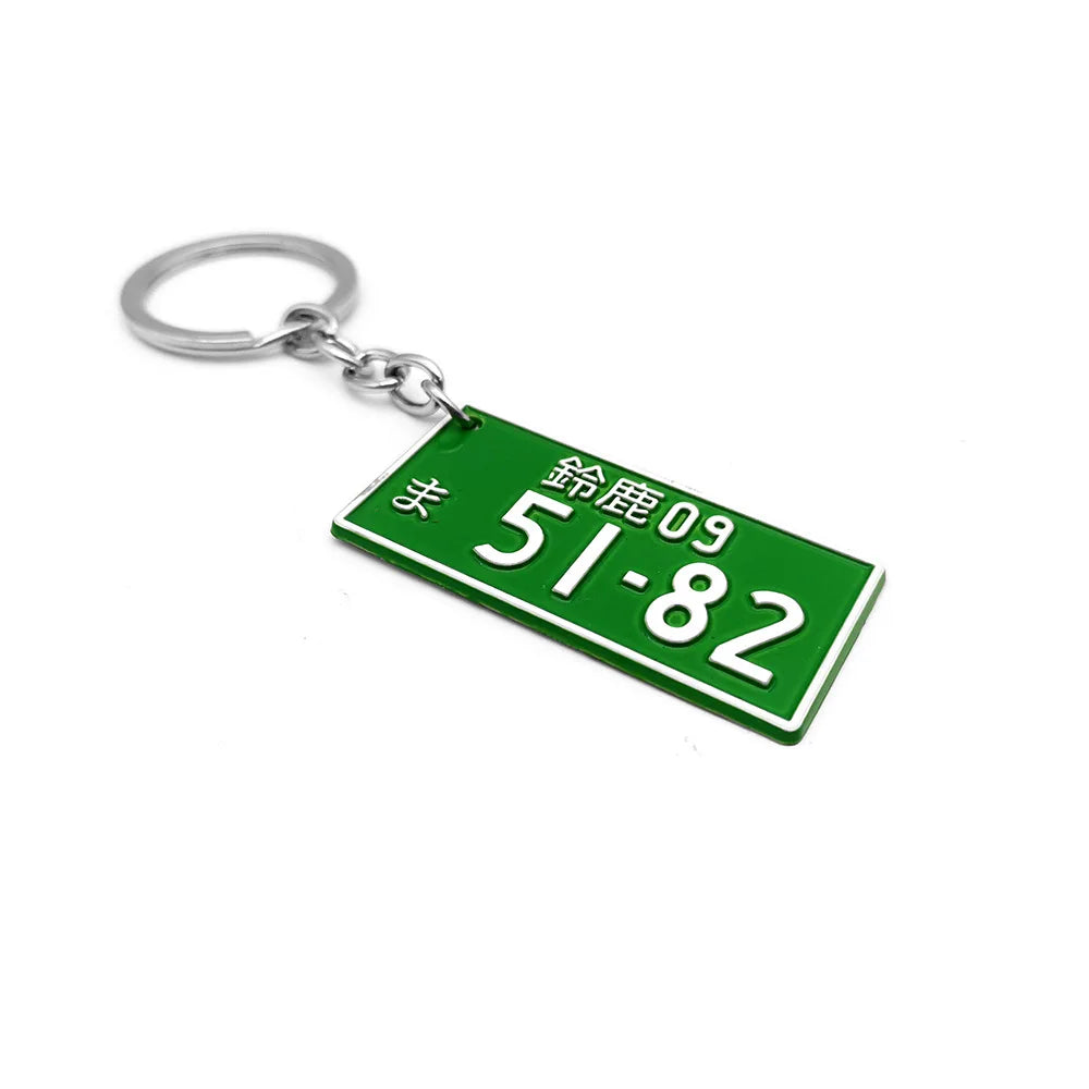 JDM Japanese License Plate Keychain 3D Metal Number Tag Tokyo Osaka Car Key Ring