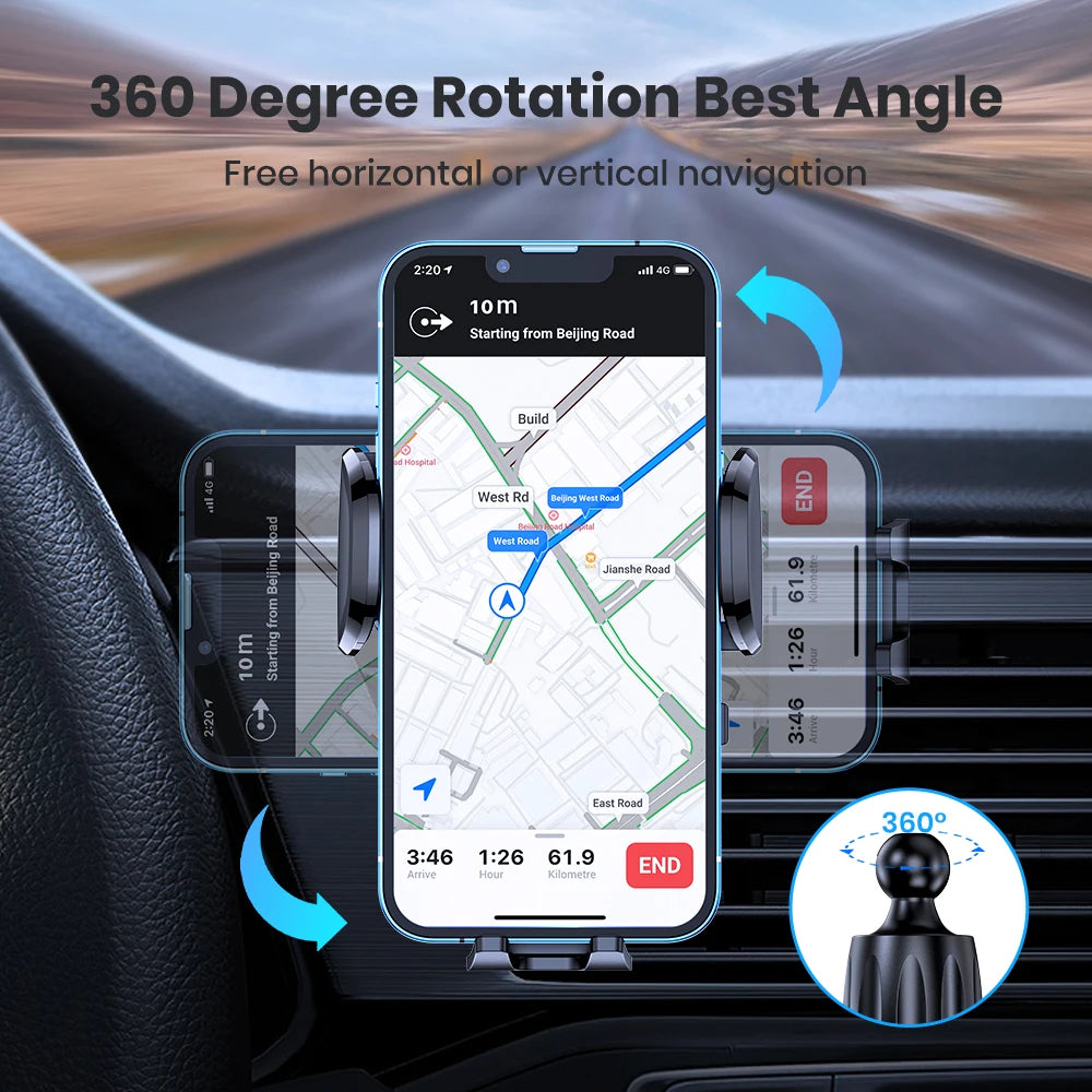 TOPK D42-G Car Phone Holder Metal Hook Air Vent Mount Universal All Phones