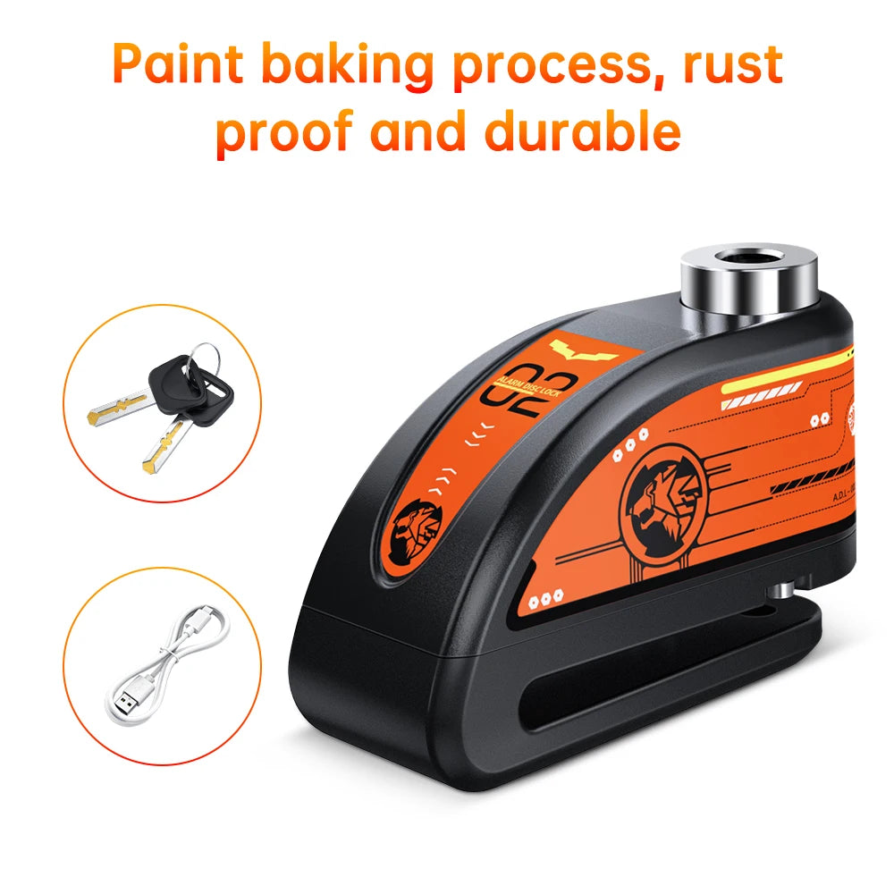 Motorcycle Alarm Disc Brake Lock 120dB Anti Theft Wheel Lock Scooter Bicycle