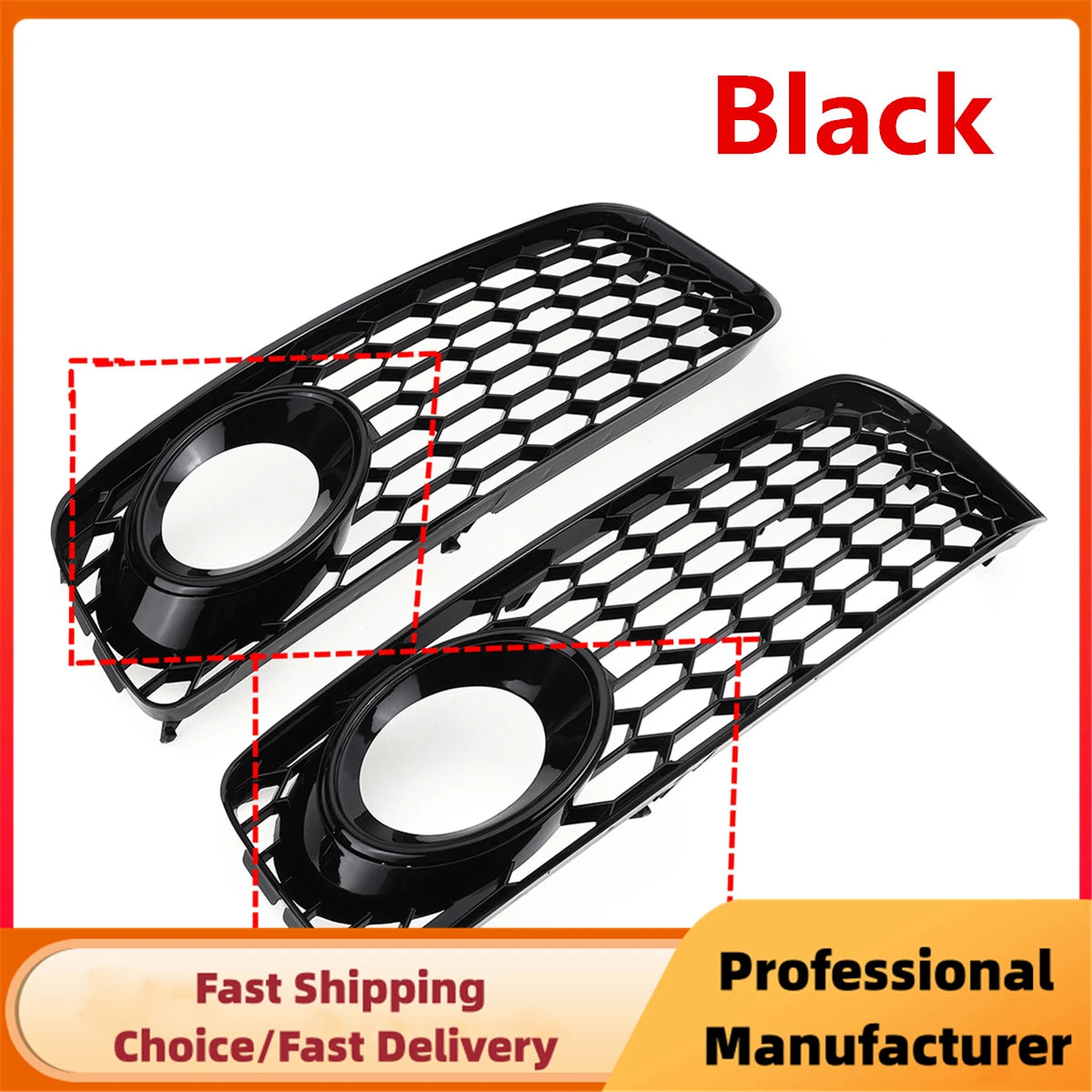 Front Honeycomb Fog Light Racing Grille Cover for Audi A5 S-Line S5 B8 2008–2012