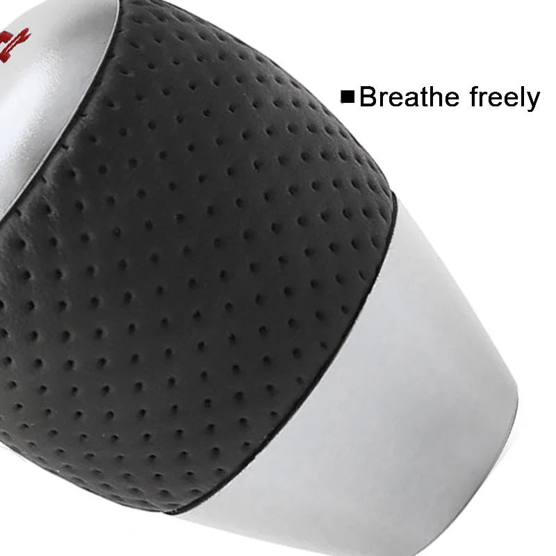 Universal Racing 5 Speed Leather Aluminum Gear Shift Knob Manual Automatic Car